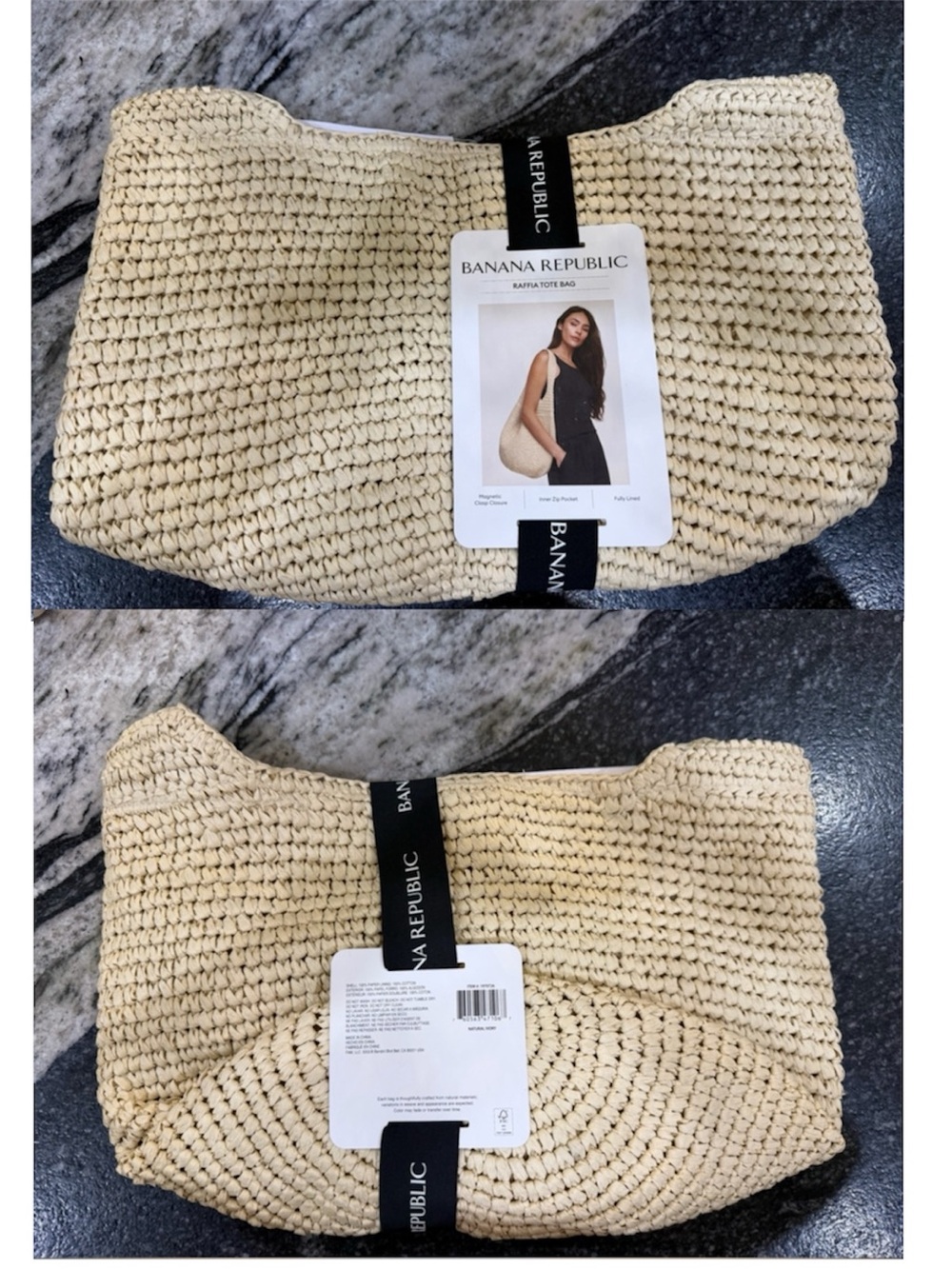 Banana Republic Raffia Tote, Natural. - Picture 3 of 5